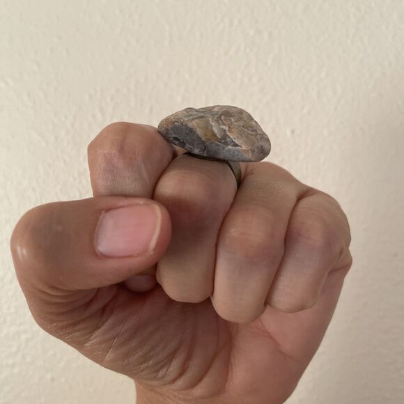 Ocean Rock Ring Sea Beach Pebble Natural Stone Adjustable Band Jewelry‎ Handmade - Picture 2 of 10